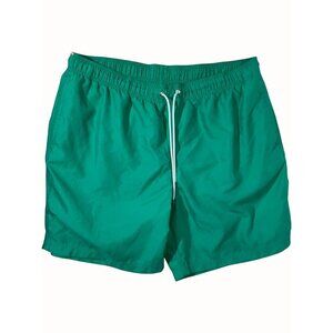 Lands End Men Green Swim Trunks Elastic Waist XL Mesh Lining Pockets Lightweight